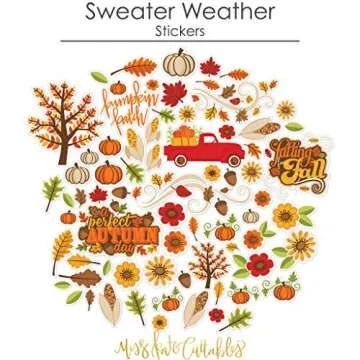 Miss Kate Cuttables Paper & Sticker Kit - Sweater Weather - 17 Double-Sided 12x12 Papers with 33 Designs & 1 8X12 Sticker Sheet - Scrapbooking Card Making Crafting