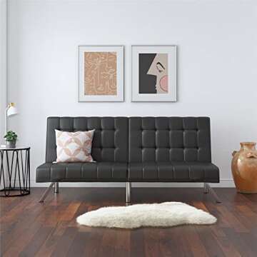 DHP Emily 71 Inch Futon Sofa Bed, Armless Upholstered Couch Sleeper with Tufted Back and Seat, Mid-C...