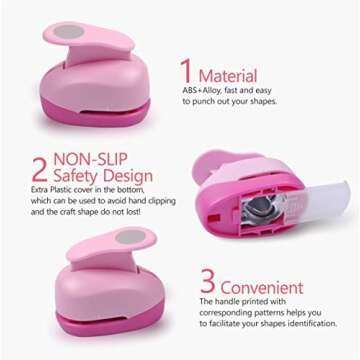 BearBoss 2 Inch Circle Punch, Hole Punch Shapes, Paper Punch Set for Scrapbooking Festival Paper Greeting Card DIY Albums Photos (Pink)
