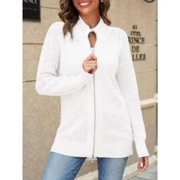 Stylish Women's Turtleneck Zip Up Cardigan Sweater