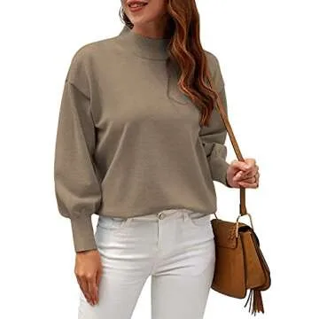 WEACZZY Sweaters for Women 2024 Fall Fashion Lantern Long Sleeve Casual Lightweight Knit Tops Loose ...