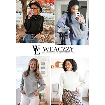 WEACZZY Sweaters for Women 2024 Fall Fashion Lantern Long Sleeve Casual Lightweight Knit Tops Loose Pullover Sweater Camel S