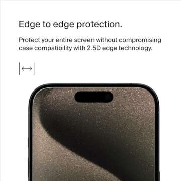Belkin ScreenForce iPhone 15 Pro Tempered Glass Privacy Protector