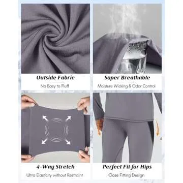 Romision Men's Thermal Underwear Set Warm Stretch Base Layer