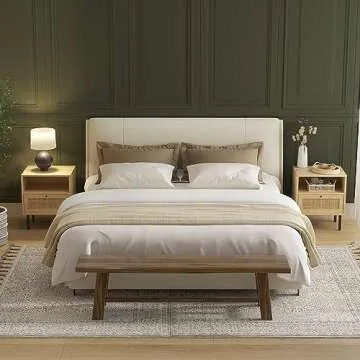 Stylish Rattan Nightstands Set of 2, Modern Boho Design