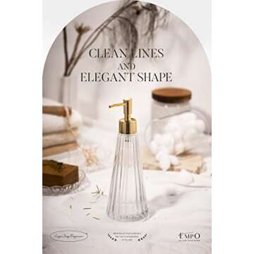 EMPO Vintage Elegant Glass Soap Dispenser, Liquid Soap/Sanitizer/Shampoo Bottle with Pump, Rustic Fa...