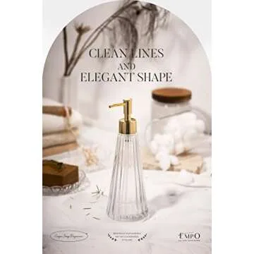 EMPO Vintage Elegant Glass Soap Dispenser, Liquid Soap/Sanitizer/Shampoo Bottle with Pump, Rustic Fa...