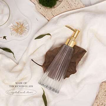 EMPO Vintage Elegant Glass Soap Dispenser, Liquid Soap/Sanitizer/Shampoo Bottle with Pump, Rustic Farmhouse Decor Crystal Hand Soap Dispenser Bathroom Accessories (Clear)