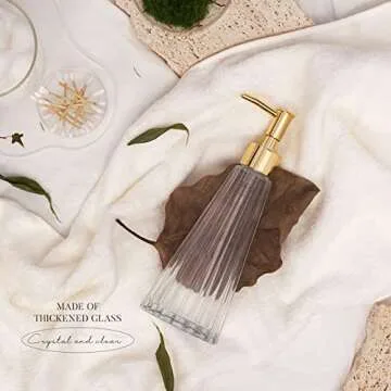 EMPO Vintage Elegant Glass Soap Dispenser, Liquid Soap/Sanitizer/Shampoo Bottle with Pump, Rustic Farmhouse Decor Crystal Hand Soap Dispenser Bathroom Accessories (Clear)