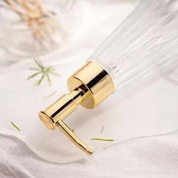 EMPO Vintage Elegant Glass Soap Dispenser, Liquid Soap/Sanitizer/Shampoo Bottle with Pump, Rustic Farmhouse Decor Crystal Hand Soap Dispenser Bathroom Accessories (Clear)