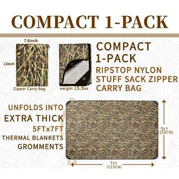 BESTHUNTINER Heavy Duty Survival Blanket -Multifunctional Reflective Tarp Thermal Blanket - 60" x 83...