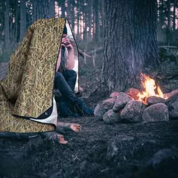 BESTHUNTINER Heavy Duty Survival Blanket -Multifunctional Reflective Tarp Thermal Blanket - 60" x 83" Waterproof Sandproof for Camping Hiking Outdoors Multifunctional Emergency Blanket