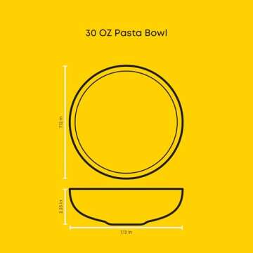 JoyJolt Mesa 30oz Stoneware Pasta Bowls Set of 4, Salad Bowls, Serving Bowls for Kitchen Oatmeal Soup Dinner, Matte (Linen) White Dishwasher and Microwave Safe Wide and Shallow Plate Bowls