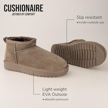 CUSHIONAIRE Women's Premium Suede Ankle Snow Boots