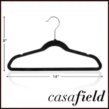 Casafield 50 Velvet Kid's Hangers - 14" Size for Children's Clothes - Black