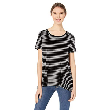 Amazon Essentials Women's Relaxed-Fit Short-Sleeve Scoopneck Swing T-shirt (Available in Plus Size),...