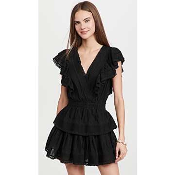 LOVESHACKFANCY Women's Gwen Dress, Black, S
