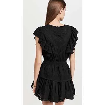 LOVESHACKFANCY Women's Gwen Dress, Black, S