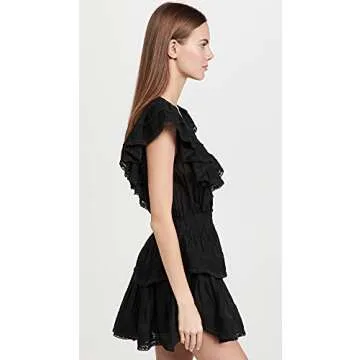 LOVESHACKFANCY Women's Gwen Dress, Black, S