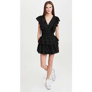 LOVESHACKFANCY Women's Gwen Dress, Black, S