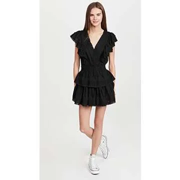 LOVESHACKFANCY Women's Gwen Dress, Black, S