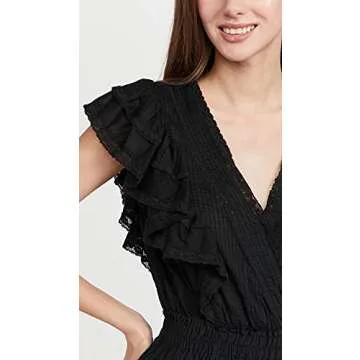 LOVESHACKFANCY Women's Gwen Dress, Black, S