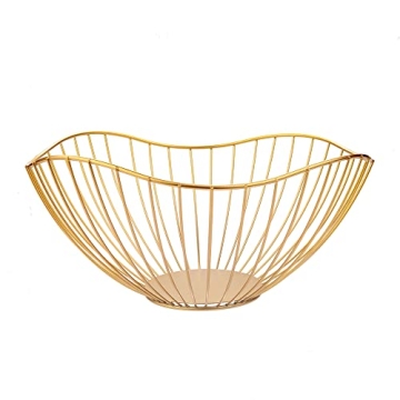 IBWell High Style Curved-Edge Modern Creative Stylish Single Tier Dish,Metal Iron Wire Fruit Vegetab...