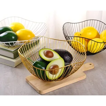 Stylish IBWell Black Gold Wire Fruit Basket for All Occasions