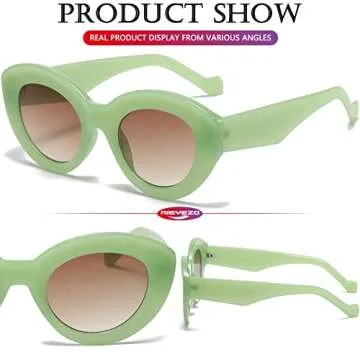 AIEYEZO Oversized Cat Eye Sunglasses for Women Cute Oval Thick Frame Cateye Sun Glasses Chic Retro Style Shades (Green)