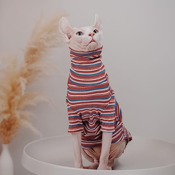 Vintage Stripes Sphynx Cat T-Shirts – Cute & Breathable