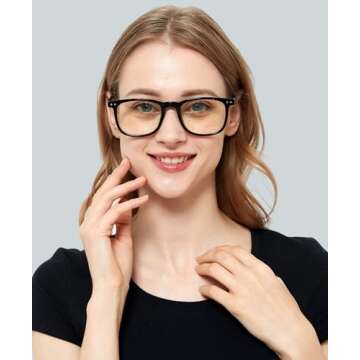 TIJN Blue Light Glasses 2 Pack Square Lightweight Computer Screen Glasses for Women Men Teens Anti Eyestrain
