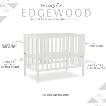 Dream On Me Edgewood 4-In-1 Convertible Mini Crib