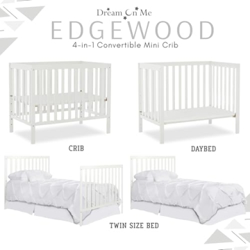 Dream On Me Edgewood 4-In-1 Convertible Mini Crib