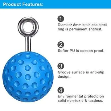 SELEWARE Pull Up Power Ball Hold Grips Durable Non-Slip Hand Grips Strength Trainer Exerciser for Bouldering, Pull-up, Kettlebells, Fitness, Workout Climbing, Blue (2 Pack)