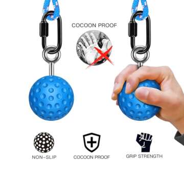 SELEWARE Pull Up Power Ball Hold Grips Durable Non-Slip Hand Grips Strength Trainer Exerciser for Bouldering, Pull-up, Kettlebells, Fitness, Workout Climbing, Blue (2 Pack)