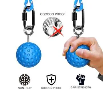 SELEWARE Pull Up Power Ball Hold Grips Durable Non-Slip Hand Grips Strength Trainer Exerciser for Bouldering, Pull-up, Kettlebells, Fitness, Workout Climbing, Blue (2 Pack)