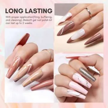 Makartt Gel Nail Polish Kit 22 Colors Pink Nude Glitter Nail Polish Set Beauty Gift Soak Off Autumn Nail Gel with Top Base Coat DIY Nail Manicure Salon Home All Seasons