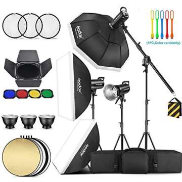 Godox 3 Pack SK400II 1200Ws 2.4G Speedlite Studio Flash Strobe Monolight Bowens Mount Kit for Studio...