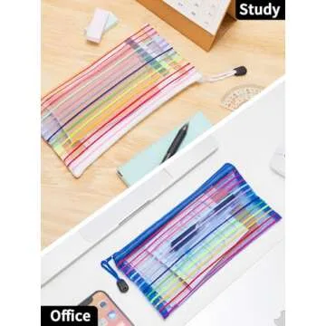 JARLINK 40 Pack 10 Colors Zipper Mesh Pouch, Storage Pencil Pouches, Multipurpose Pencil Pouch Bulk for School and Office Supplies, Cosmetics Travel Accessories, Multicolor