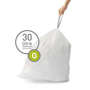 simplehuman Code G 60 Count, Genuine Custom Fit Liners, Drawstring Trash Bags in Dispenser Packs, 30...
