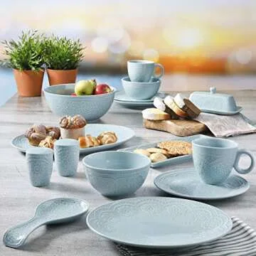 Gibson Elite Alemany Dinnerware Set, Aqua for Four