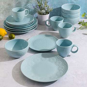 Gibson Elite Alemany Dinnerware Set, Aqua for Four
