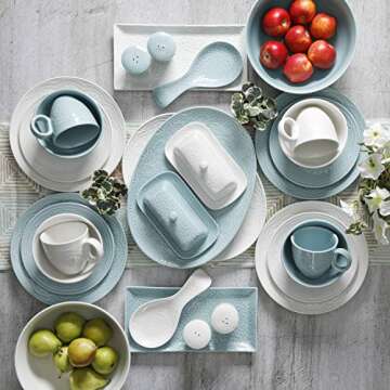 Gibson Elite Alemany Dinnerware Set, Aqua for Four