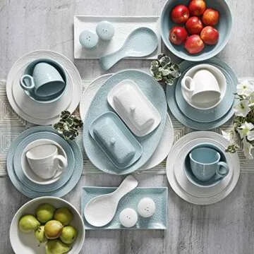 Gibson Elite Alemany Dinnerware Set, Aqua for Four