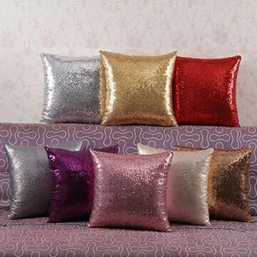 Kithomer Sequins Throw Pillow Cover - Stylish 2 Pack Decor