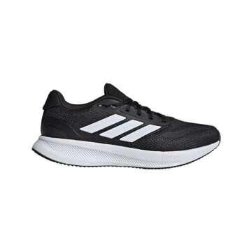 adidas Men's Run Falcon 5 Sneakers - Eco-Friendly Running Shoes, Black/White/Black
