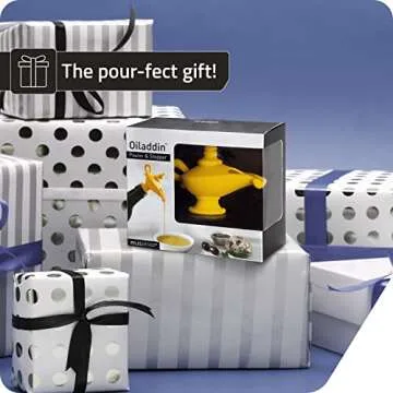 Peleg Design Oiladdin Oil Pourer and Stopper, Silicone Oil Pour Spout for Olive Oil, Aladdin Lamp Design Oil Dispenser Bottle Stopper, 8x9x4.5 cm, Yellow