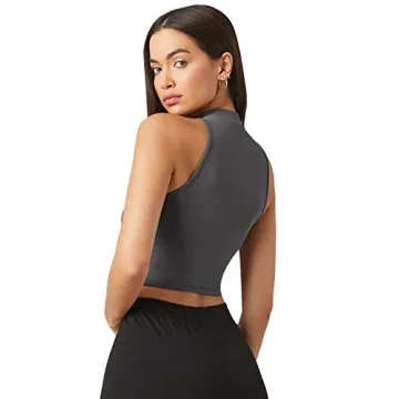 Chic Verdusa Women's Casual High Neck Crop Tank Top