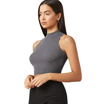 Chic Verdusa Women's Casual High Neck Crop Tank Top