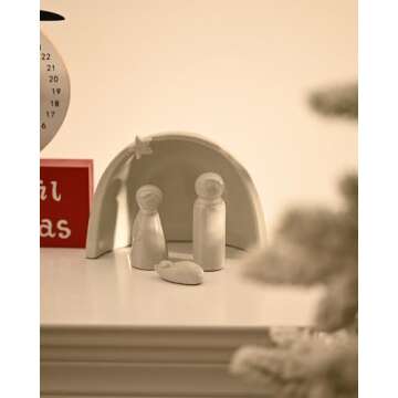 WONDROUS' DECO Porcelain Nativity Scene Set,4Pcs Ceramic Christmas Tabletop Scene-4.5" Tall,Small Mo...